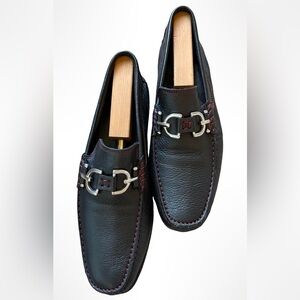 Donald Pliner “Dacio” Black Leather Contrast-Stitch Loafers Men’s Size 9.5 M
